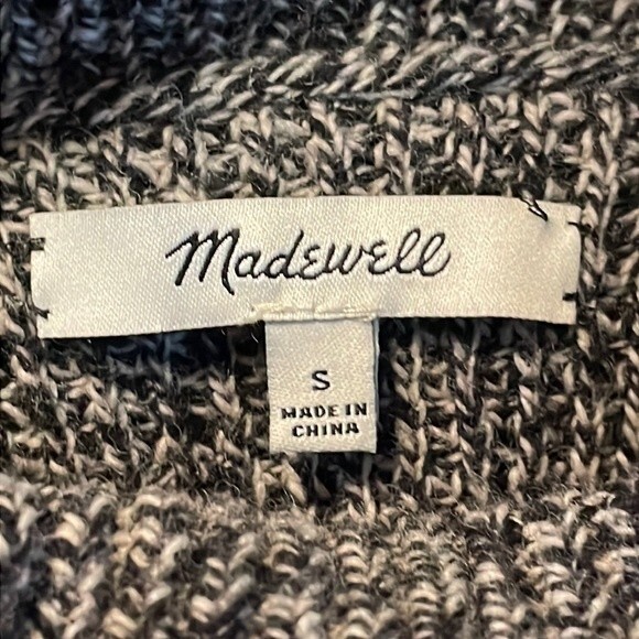 Madewell Marled Black and White Turtleneck Sweater with Surplice Back, size Sm - Picture 5 of 7
